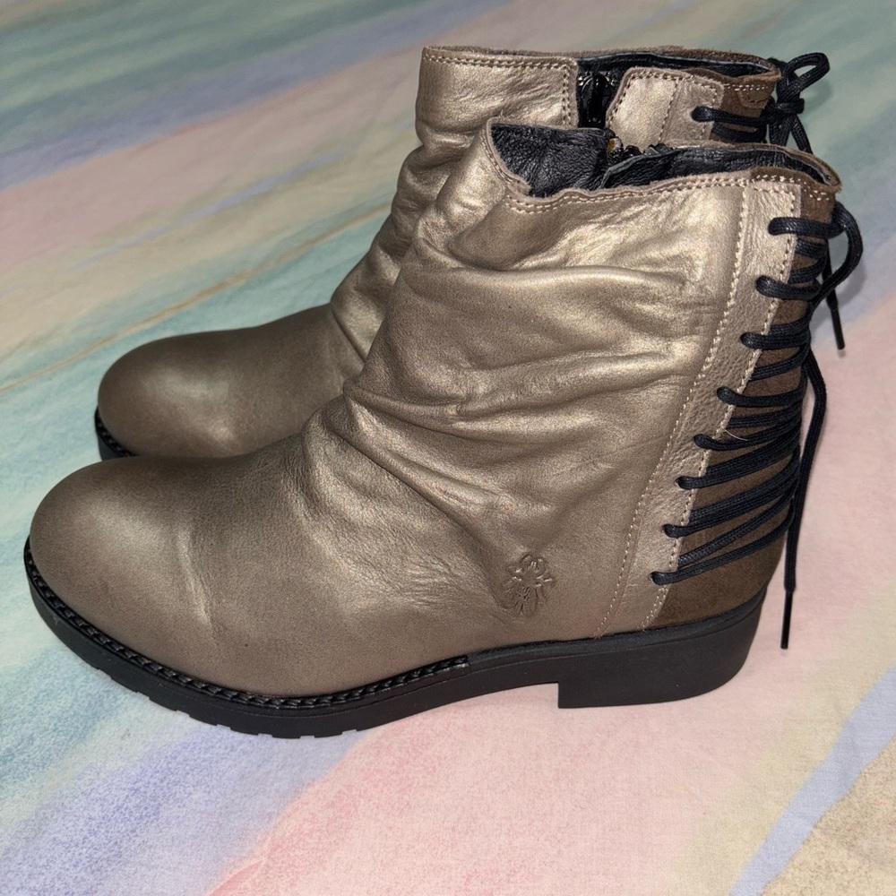 FLY London Womens Bust Grey Lace-Up Ankle Boots Shoes size 39